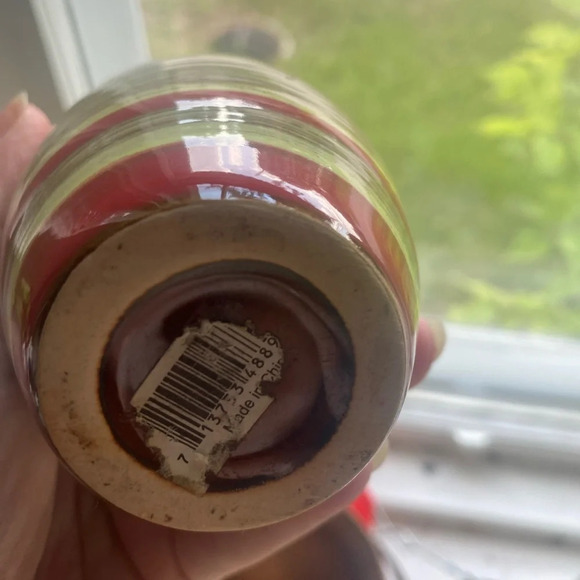 Green and red banded pottery vase - Picture 3 of 3